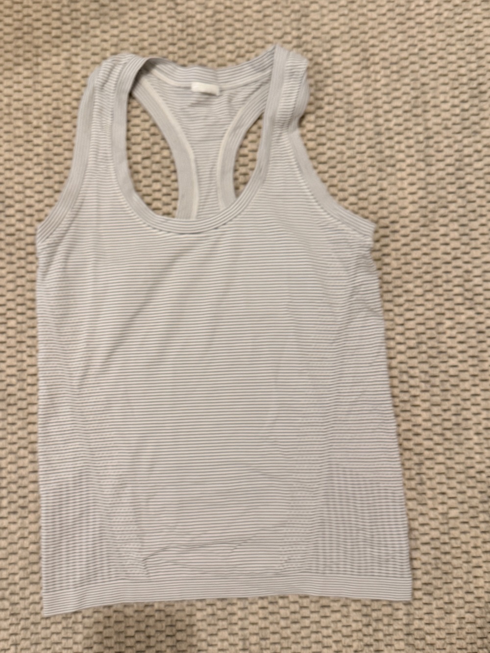 Athleta Racerback Tank Top - Light Gray/White Stripes size Small